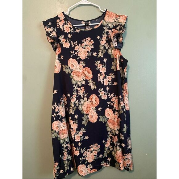 Emery Rose Floral Ruffle Sleeve Short Sleeve Dress XXL NWOT - Picture 1 of 6